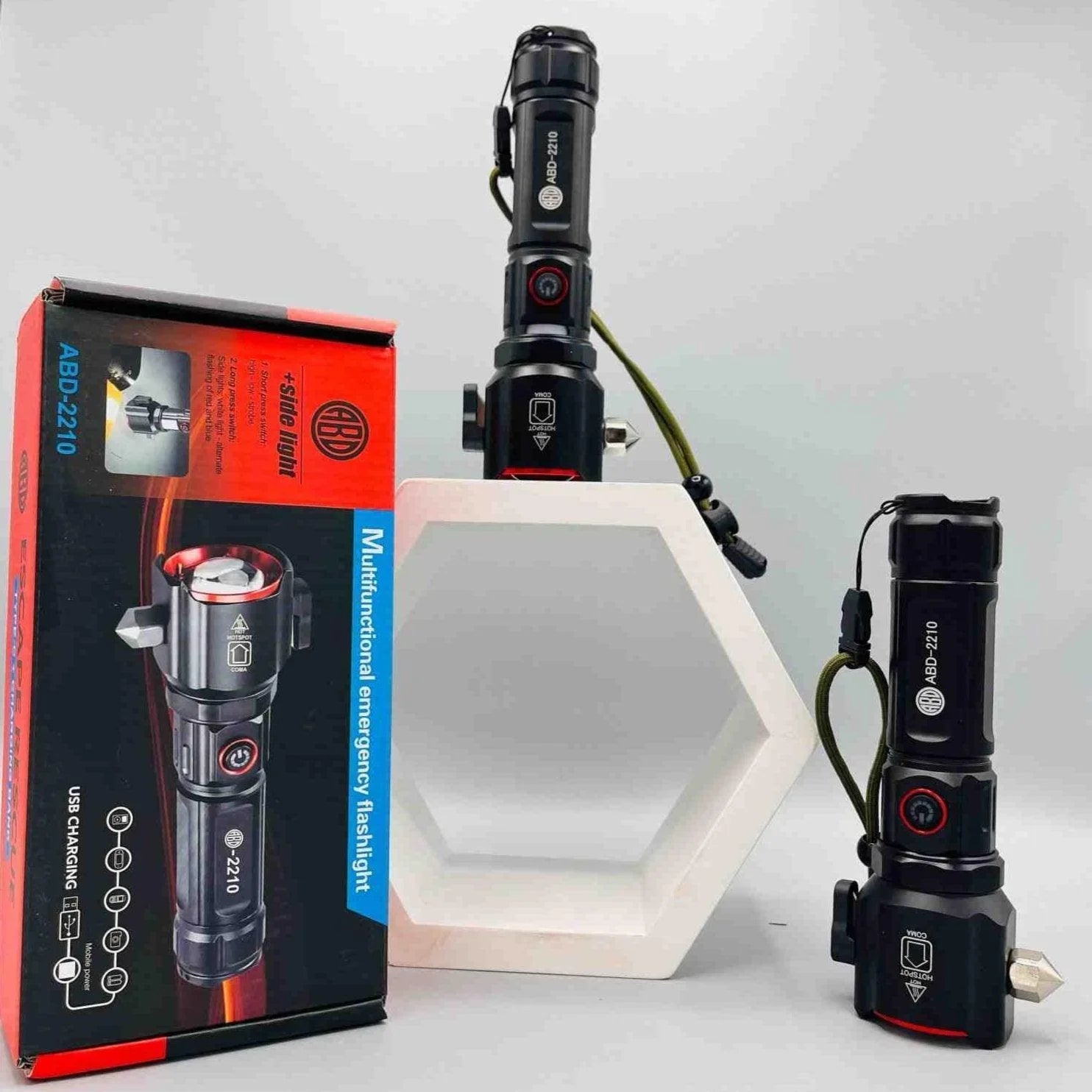 ABD-2210 Rechargeable Led Flashlight with Safety Hammer | LED rechargeable torch light | torches at best price in Pakistan
