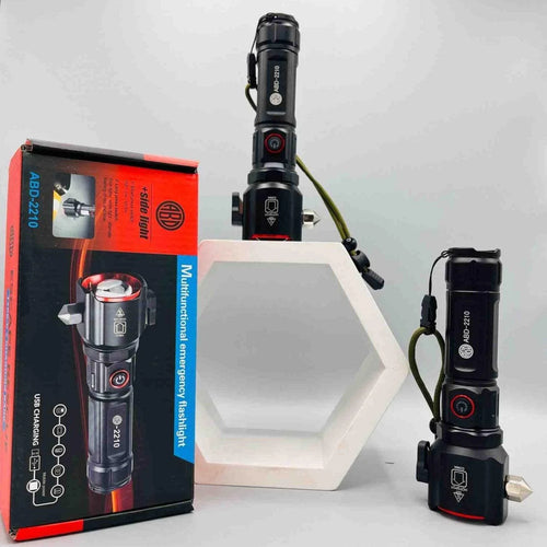 ABD-2210 Rechargeable Led Flashlight with Safety Hammer | LED rechargeable torch light | torches at best price in Pakistan