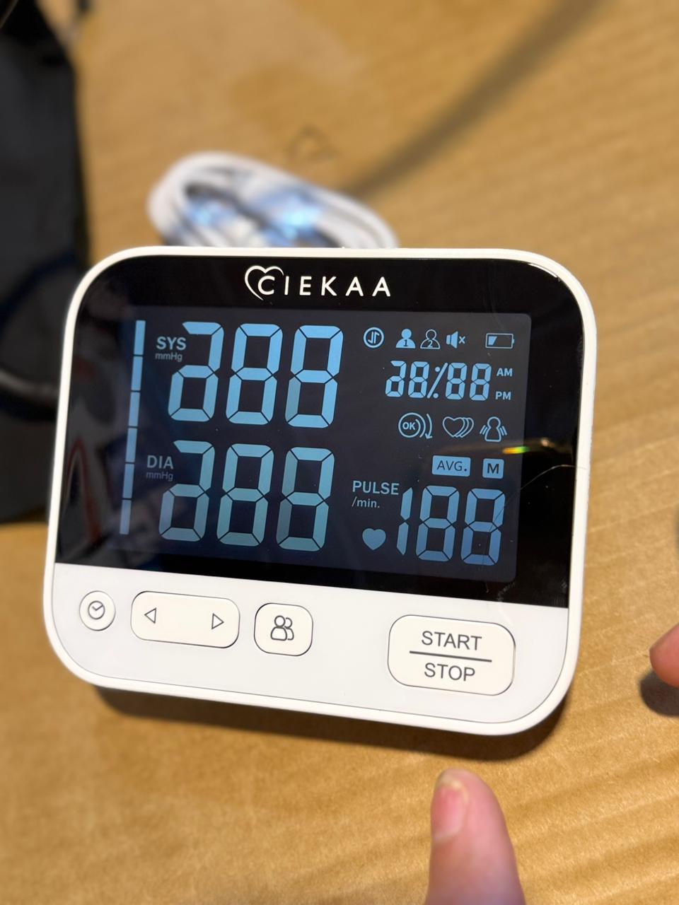 CIEKAA Blood Pressure Monitor Accurate Automatic Digital BP Machine for Home Use &amp; Pulse Rate Monitoring Meter with Cuff 22-42 cm,2x120 Sets Memory,Backlit Display, Includes Batteries, Carrying Case