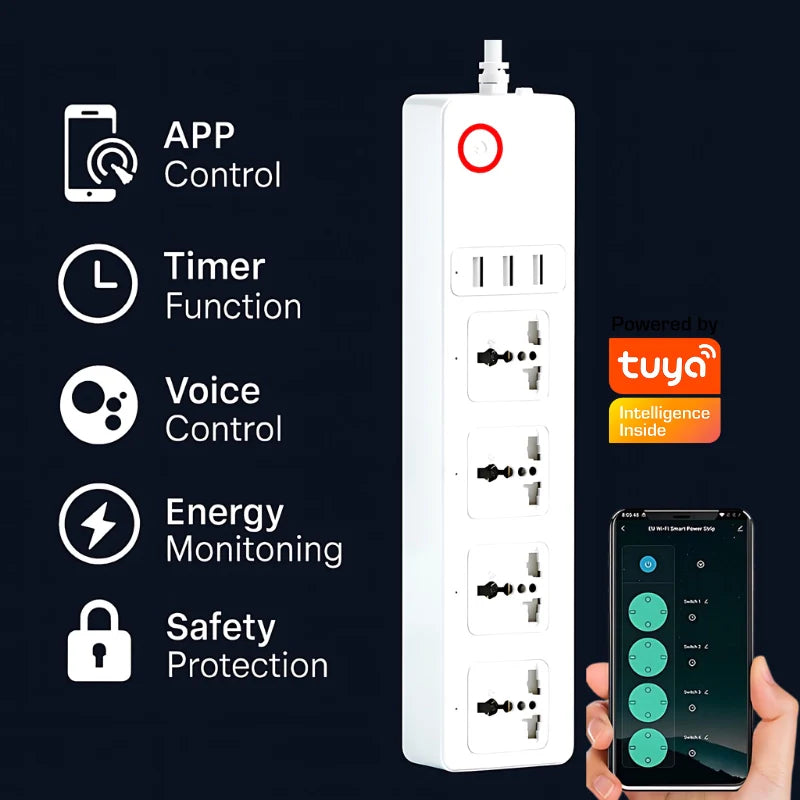 WiFi Smart Power Strip with 4 Outlets and 3 USB Ports